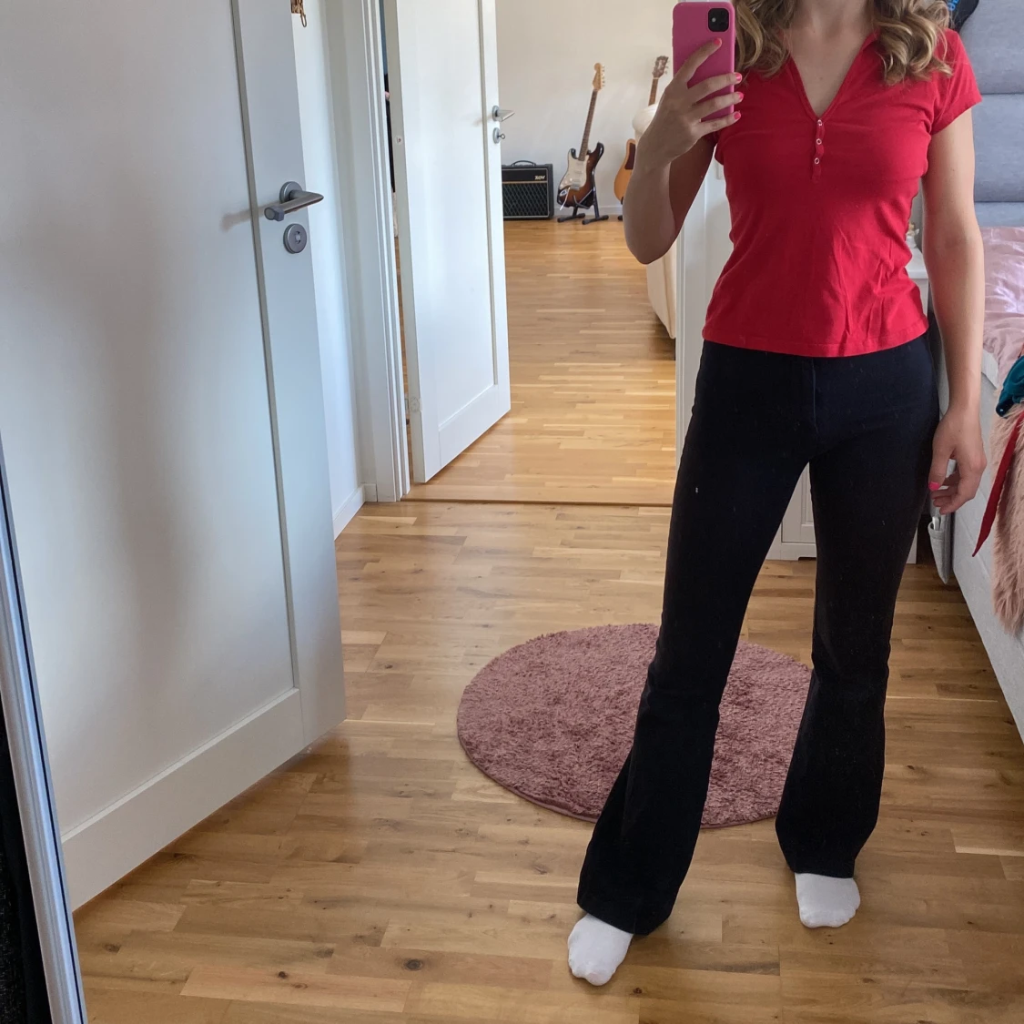 Röd kortärmad topp - 1