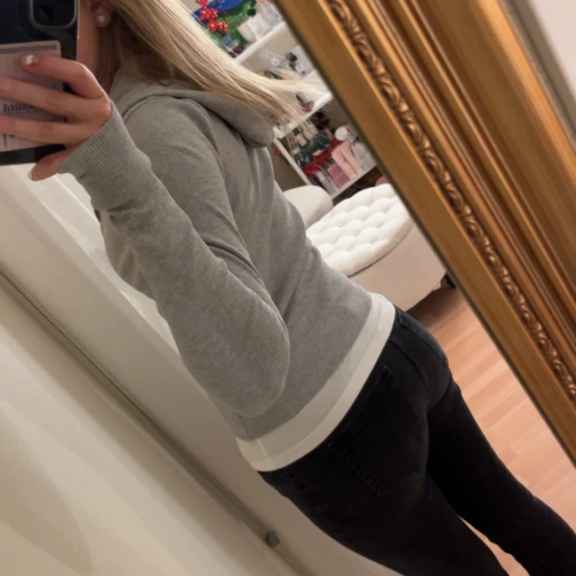 Grå zip up hoodie - 1