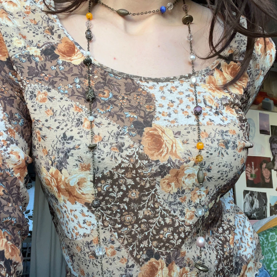 Metall halsband med pärlor - 90