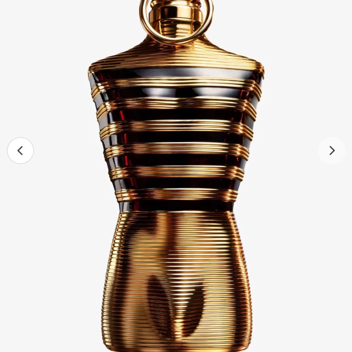 Guld- och svart randig parfymflaska/ Har den blåa verisonen med