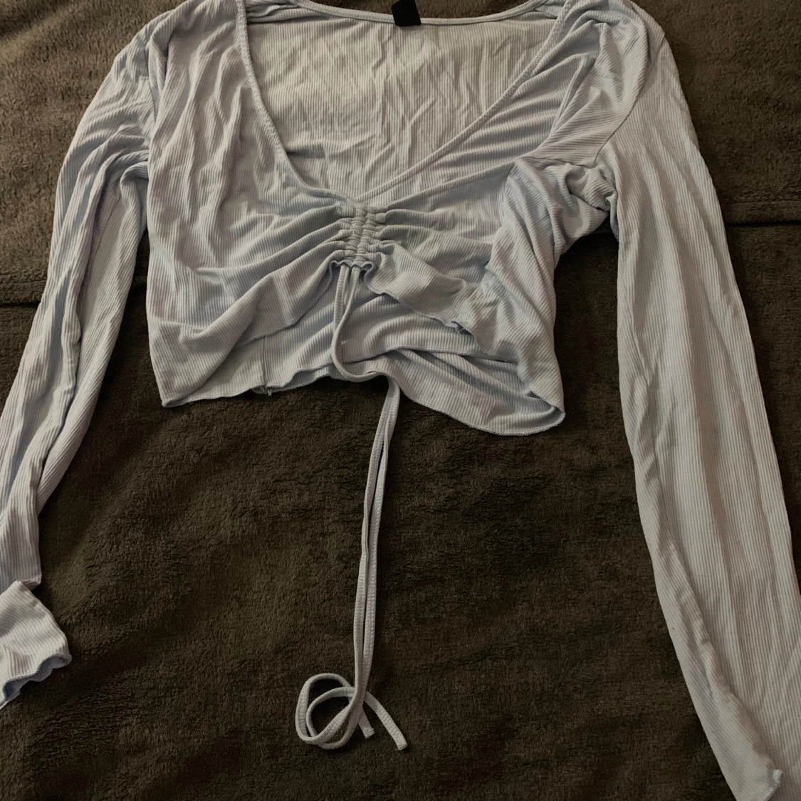 Ljusblå ribbad topp från Shein