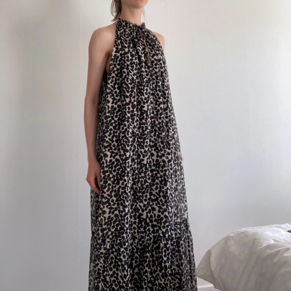 Långklänning leopardtryck