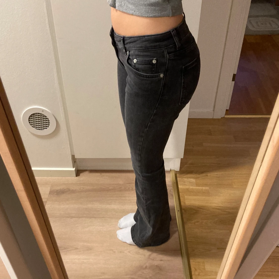 Lågmidjade bootcut jeans svarta - 90