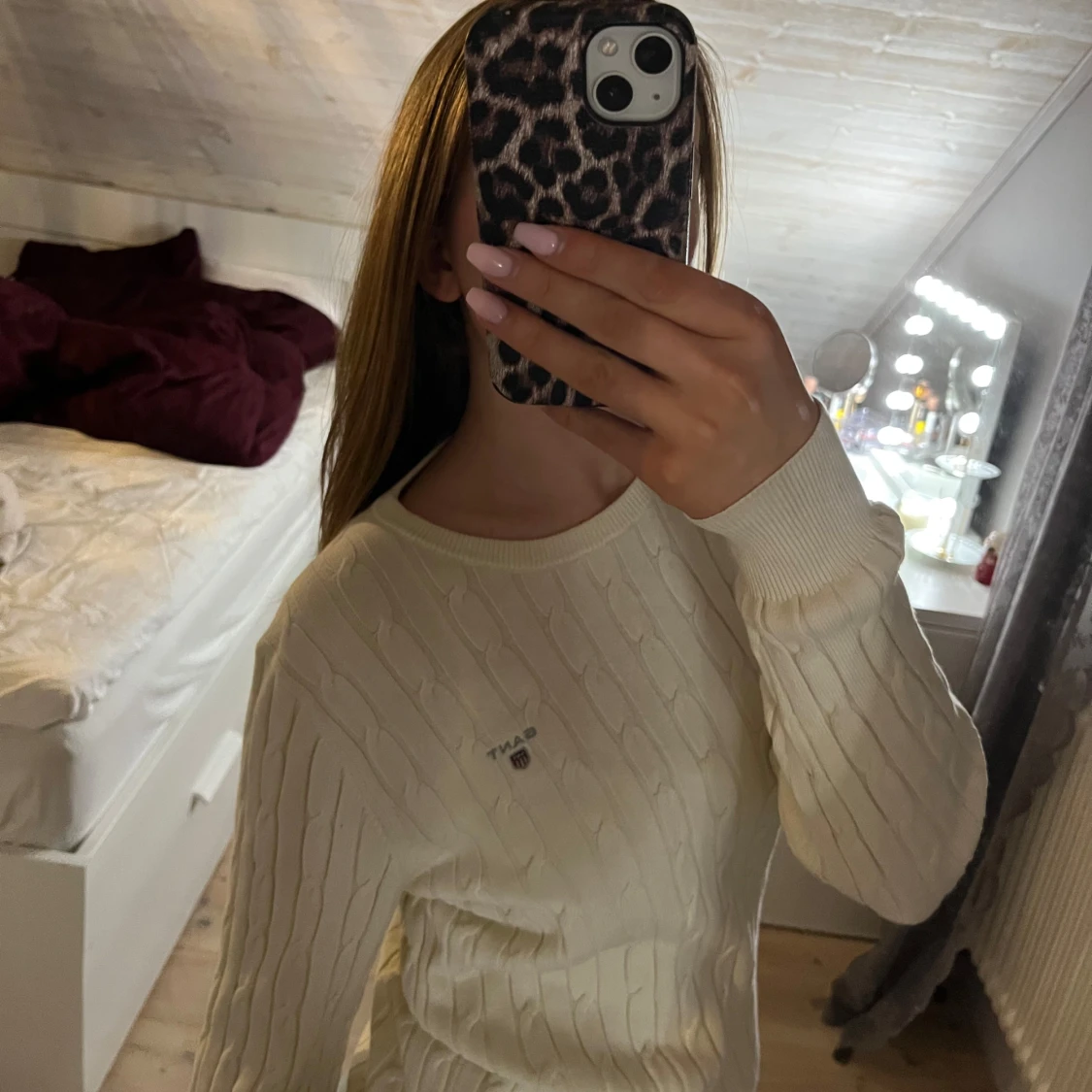 Vit stickad tröja från Gant