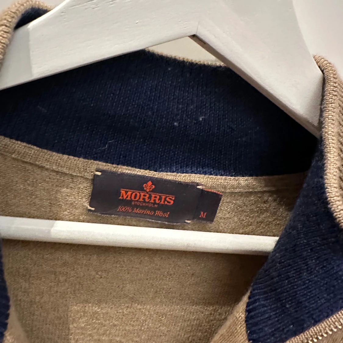 Beige merinoull half zip från Morris - 90