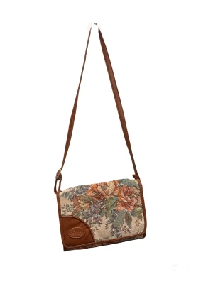 Blommig väska  - Vintage väska med flera fickor och justerbart band 