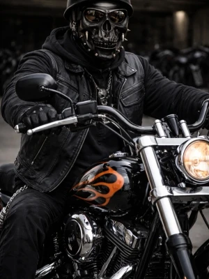 Svart dödskallemask med nitar - MC - Tillverkad i hårdplast och täcker hela ansiktet.Hard plastic & and good quality for riding.   Built in Sunglasses to..   New in box.