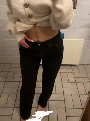 Svarta jeans - Säljer ett par svarta jeans med en fin passform. Jeansen har klassisk femficksdesign och stängs med knapp och dragkedja. Perfekta till en trendig vardagslook och passar till det mesta. Materialet är denim i bomull.