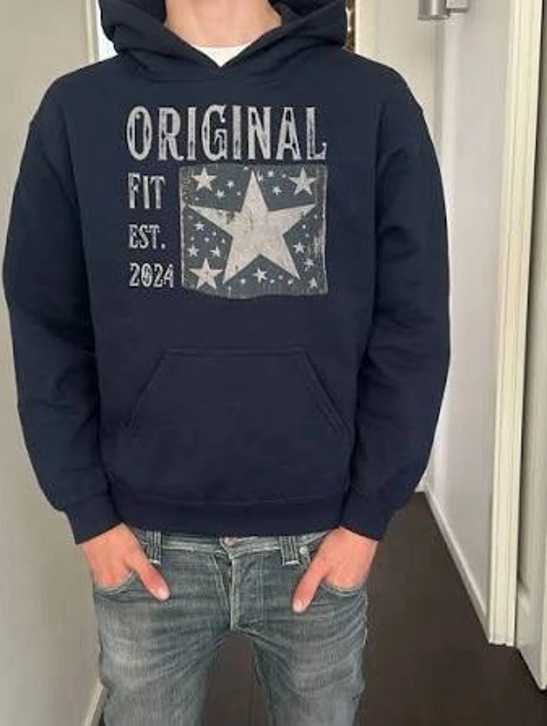 Mörkblå hoodie - 2