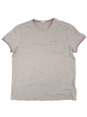 Moncler Tricolor Pocket T-Shirt - Information: Moncler Tricolor T-Shirt Grey, Chest Patch Pocket, 100% Cotton, Size XL  Condition: The T-Shirt has been gently used and is in very good condition. Pit to Pit: 59 cm / 23.2 Inches Chest: 118 cm / 46.5 Inches Length: 70 cm / 27.6 Inches