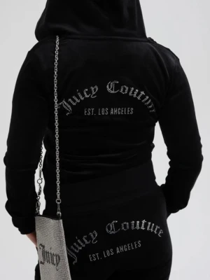 Svart Juicy Couture hoodie med bling - Svart hoodie från Juicy Couture i mjuk velour med dragkedja framtill och huva. Diamanter i loggan bak. Finns inte att köpa längre HELT NY OANVÄND!!!!! Storlek M passar XS-M