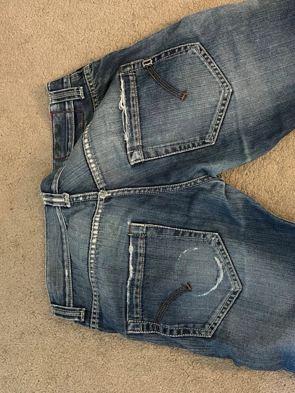 Blå slitna skinny jeans herr - 3