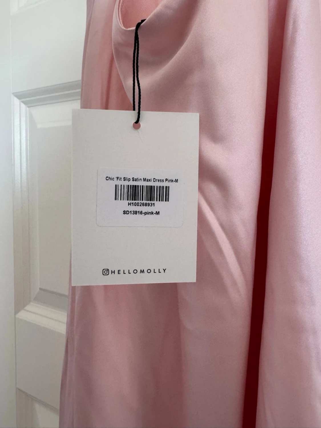 Ljusrosa långklänning i satin - 3