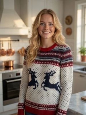 HELT NY OANVÄND Vit stickad tröja/ Jultröja med renmotiv från H&M LOGG. Small. - Helt ny och oanvänd stickad jultröja från H&M LOGG med klassiskt mönster i vitt, rött och marinblått. Stirlek Small. Tröjan har långa ärmar, rund hals och två stora renar framtill. Perfekt för dig som vill maxa julkänslan med snyggt mönster och färgkombination. Felfri.