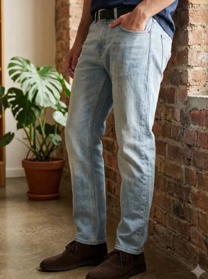 Ljusblå raka jeans från Dressman - Säljer ett par ljusblå jeans från Weekday med rak passform och klassisk femficksdesign. Jeansen har normal midja och är tillverkade i bomull med en snygg tvättad look. Perfekta för en avslappnad och trendig stil.