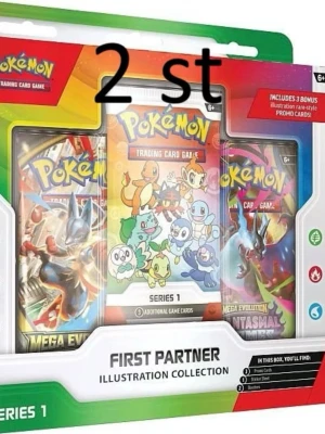 Pokémon First Partner Illustration Set - Pokémon First Partner Illustration Collection innehåller färgglada booster packs och promokort med klassiska Pokémon som Charmander, Bulbasaur och Squirtle. Förpackningen är i kartong och plast med tydliga illustrationer och passar perfekt för Pokémon TCG-samlingar. Innehåller: 3 st promokort, 1 st ark med klistermärken och 2 st Pokemon TCG boosterpaket. Priset avser båda förpackningarna!  Packeteras väl med bubbelplast!