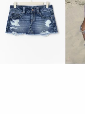 Blå jeanskjol Gina tricot  - Säljer en kort blå jeanskjol med slitna detaljer och rå kant. Kjolen har klassiska fickor fram och bak samt bälteshällor. Perfekt för dig som gillar en avslappnad och trendig stil.