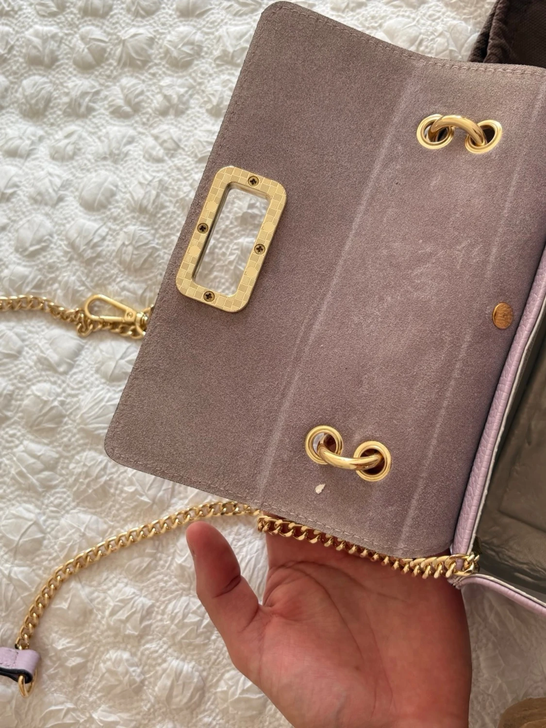 Oanvänd! Ljuslila handväska med bambuhandtag - 1