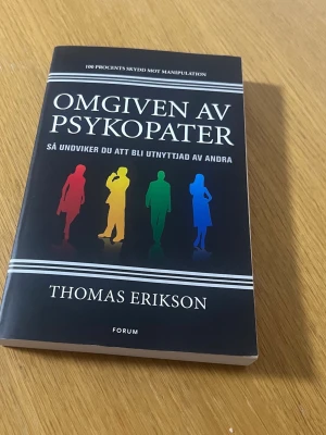 Omgiven av psykopater - Omgiven av psykopater av Thomas Erikson är en svart pocketbok med färgglada siluetter på framsidan. Boken handlar om hur du undviker att bli utnyttjad av andra och ger verktyg för att identifiera och hantera manipulativa personer. Perfekt för dig som gillar psykologi och personlig utveckling.
