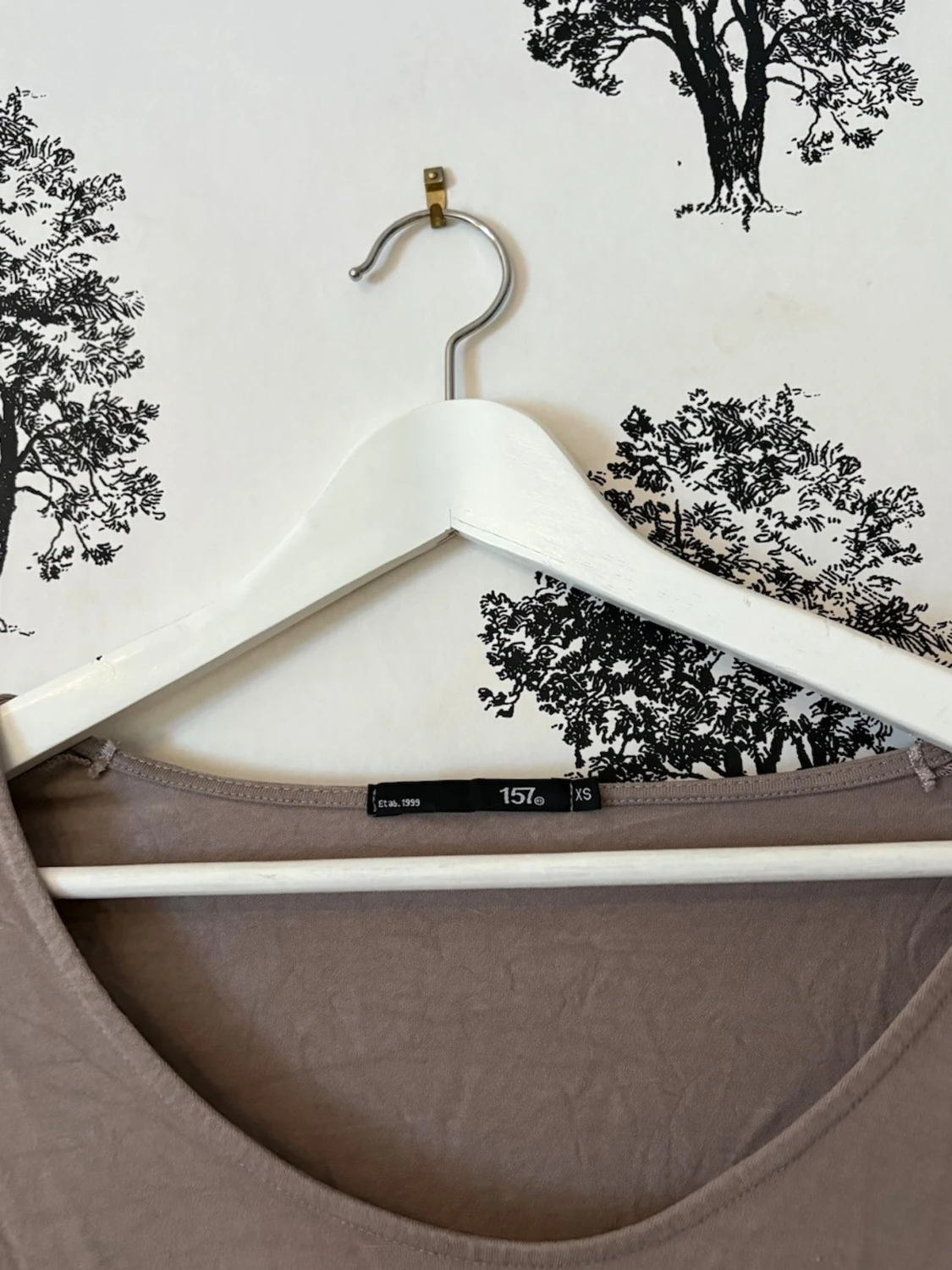 Beige långärmad topp med vid ringning - 2