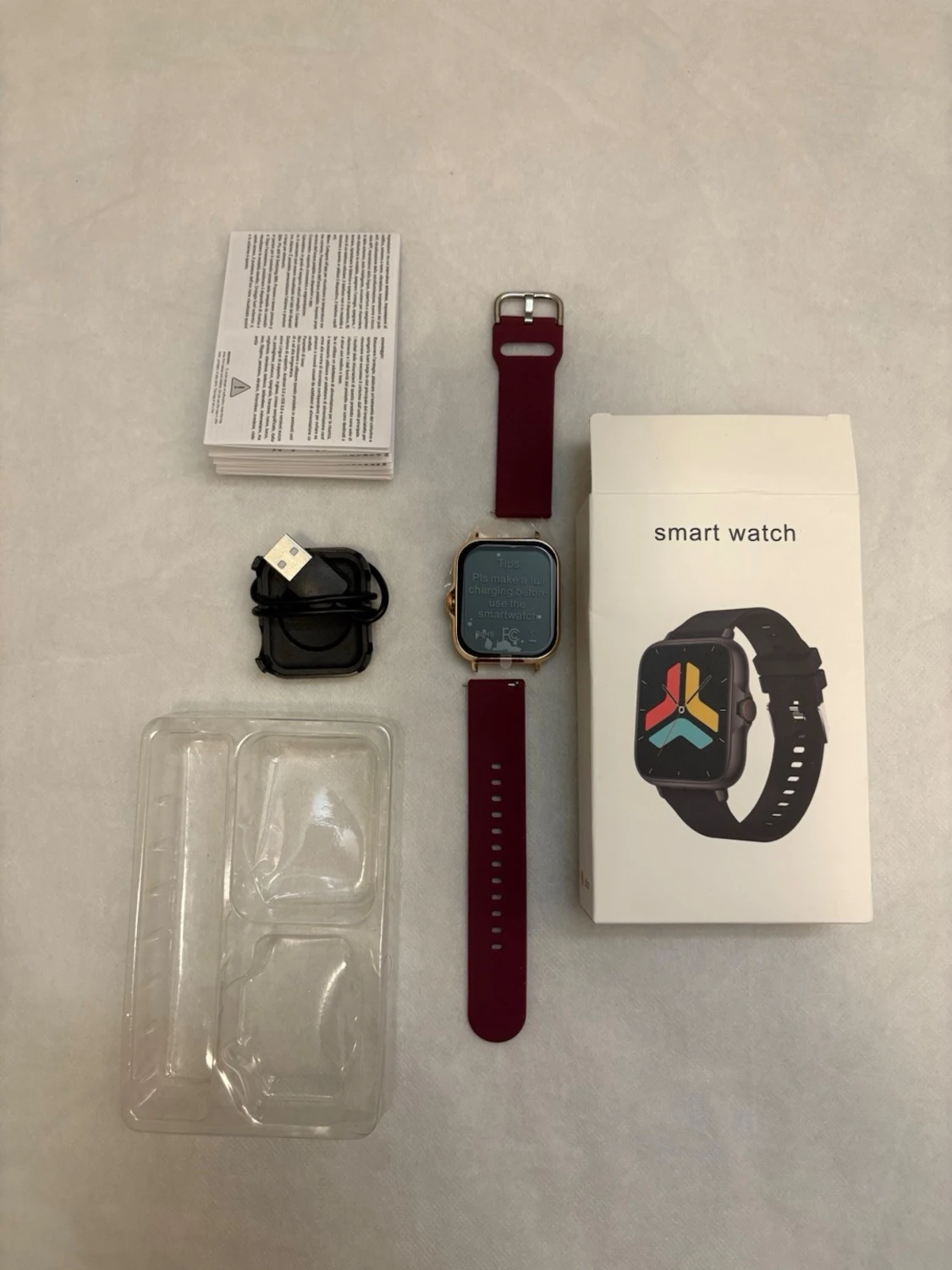 Smartklocka med vinrött silikonarmband - 3