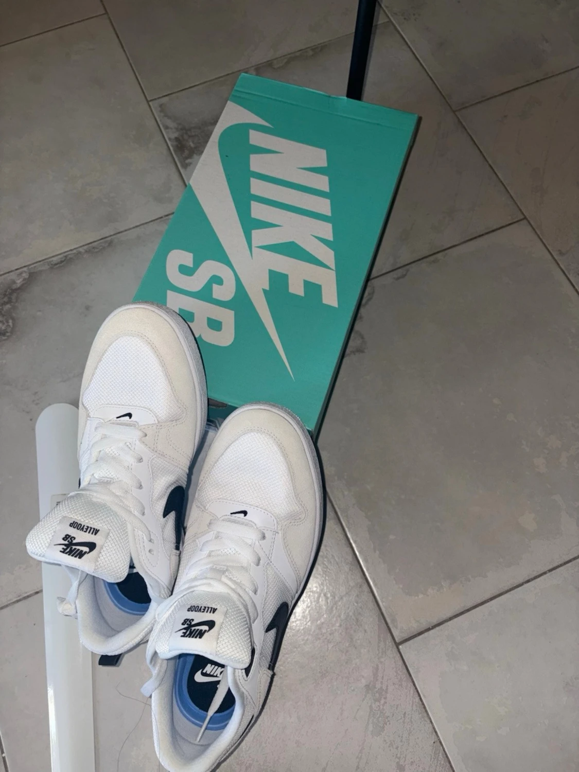 Nike SB vita sneakers med blå swoosh