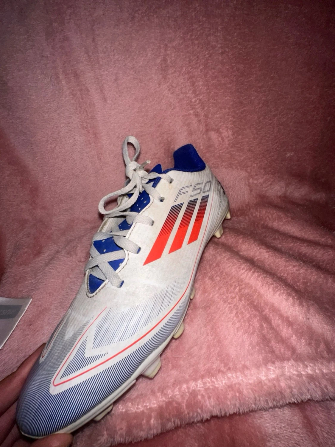 Adidas F50 vita och blå fotbollsskor - 4