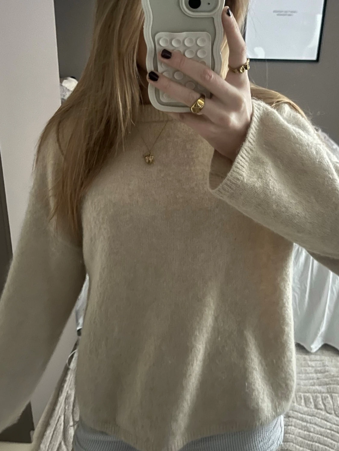 Beige mohair tröja h&m