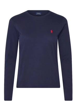 Ralph lauren - Klassisk marinblå långärmad topp från Polo Ralph Lauren med rund halsringning och röd broderad logga på bröstet. Tillverkad i mjuk bomull som känns skön mot huden. Perfekt för en stilren och enkel look.
