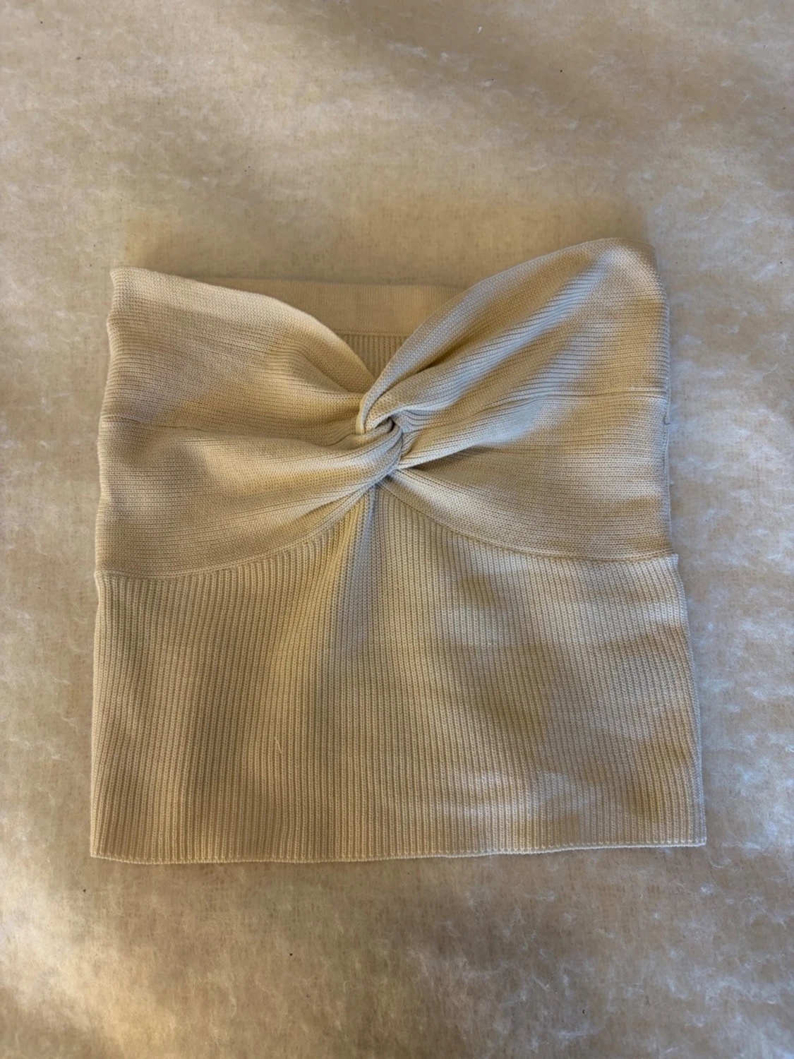 Beige ribbad bandeau topp - 1