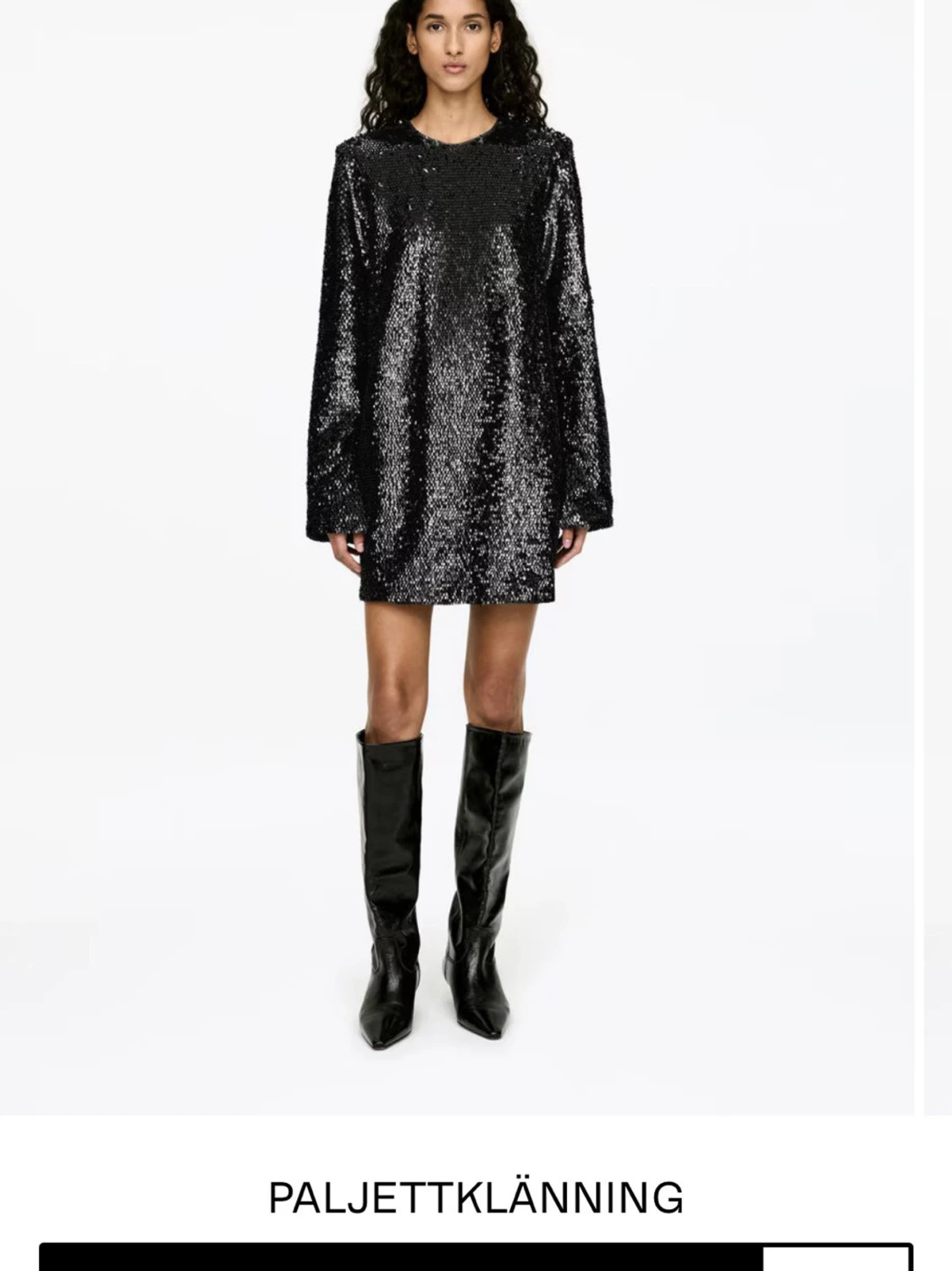 Svart Arket paljettklänning med långa ärmar - 6