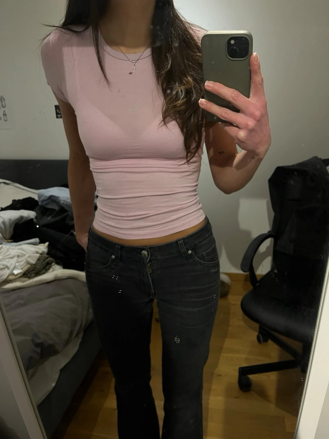 Ljusrosa croppad topp