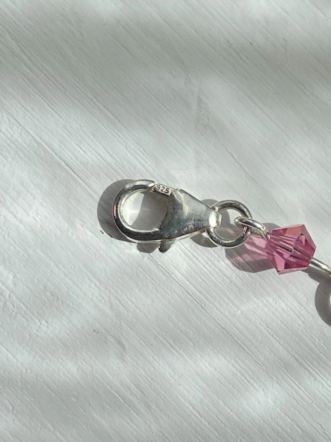 Handgjort 925 silver armband med rosa pärlor  - 4