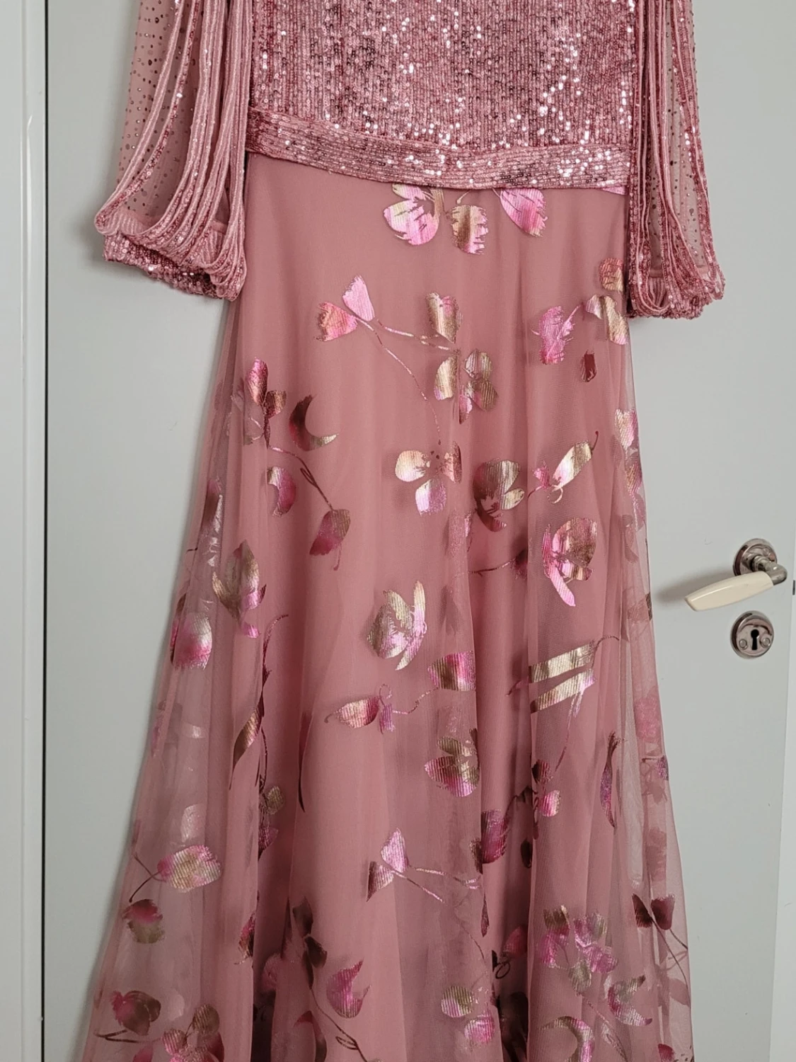 Rosa långklänning med paljetter - 2