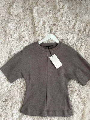 Brun topp med kort ärm från ZARA - Snygg brun topp från ZARA med korta ärmar och rund halsringning. Aldrig använd!