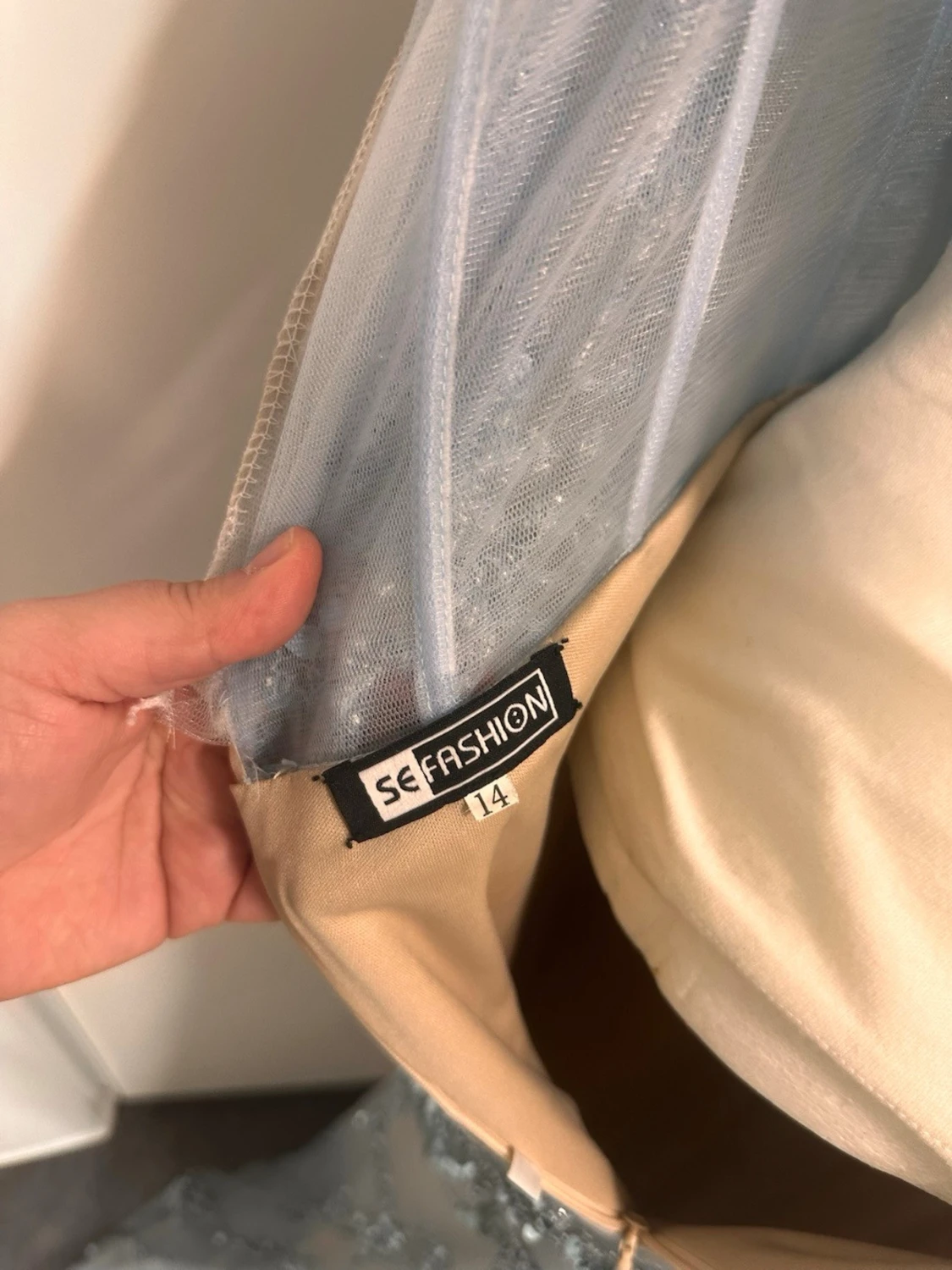 Långklänning med blå paljetter - 5