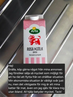 Arla rosa mjölk med jordgubbssmak tomt paket - En 1-liters förpackning rosa mjölk dryck, tomt paket, från Arla. 