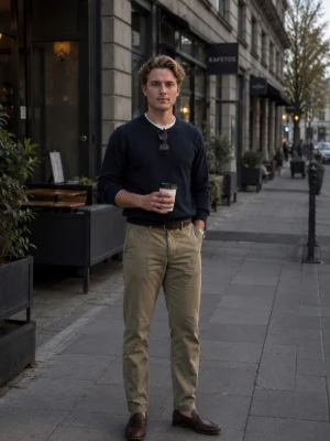 Beige chinos med rak passform - Snygga beige chinos med rak passform och klassisk design. Byxorna har framfickor, bälteshällor och stängs med knapp och dragkedja. Perfekta för en clean och avslappnad stil. Tillverkade i ett mjukt bomullsmaterial som är bekvämt hela dagen.