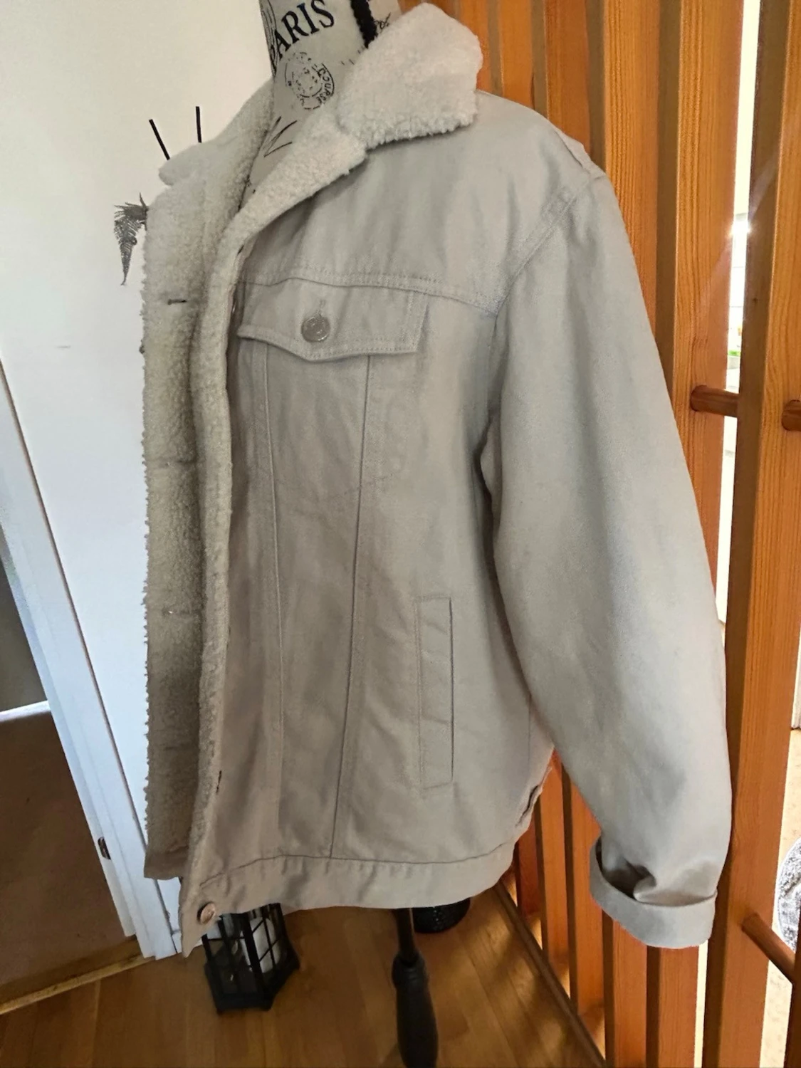 Beige fodrad jeansjacka från H&M - 2