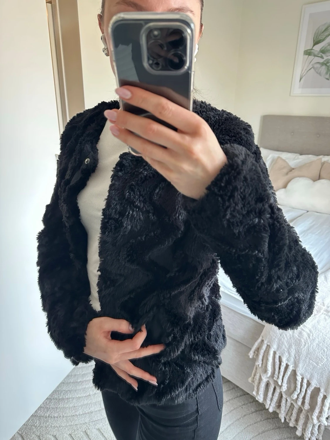 Svart fuskpälsjacka från vero Moda  - 3