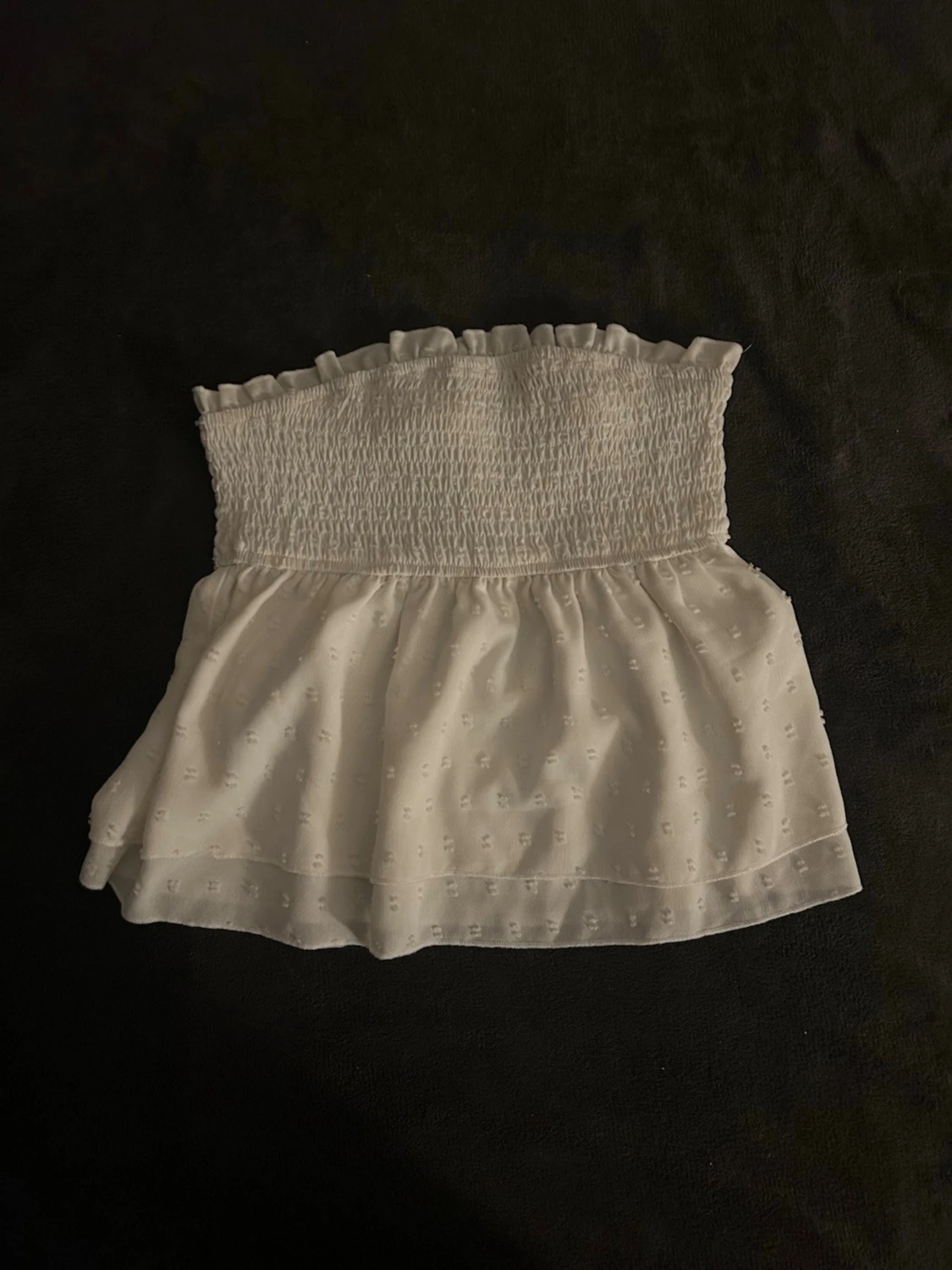 Vit ärmlös bandeau topp med volang - 1