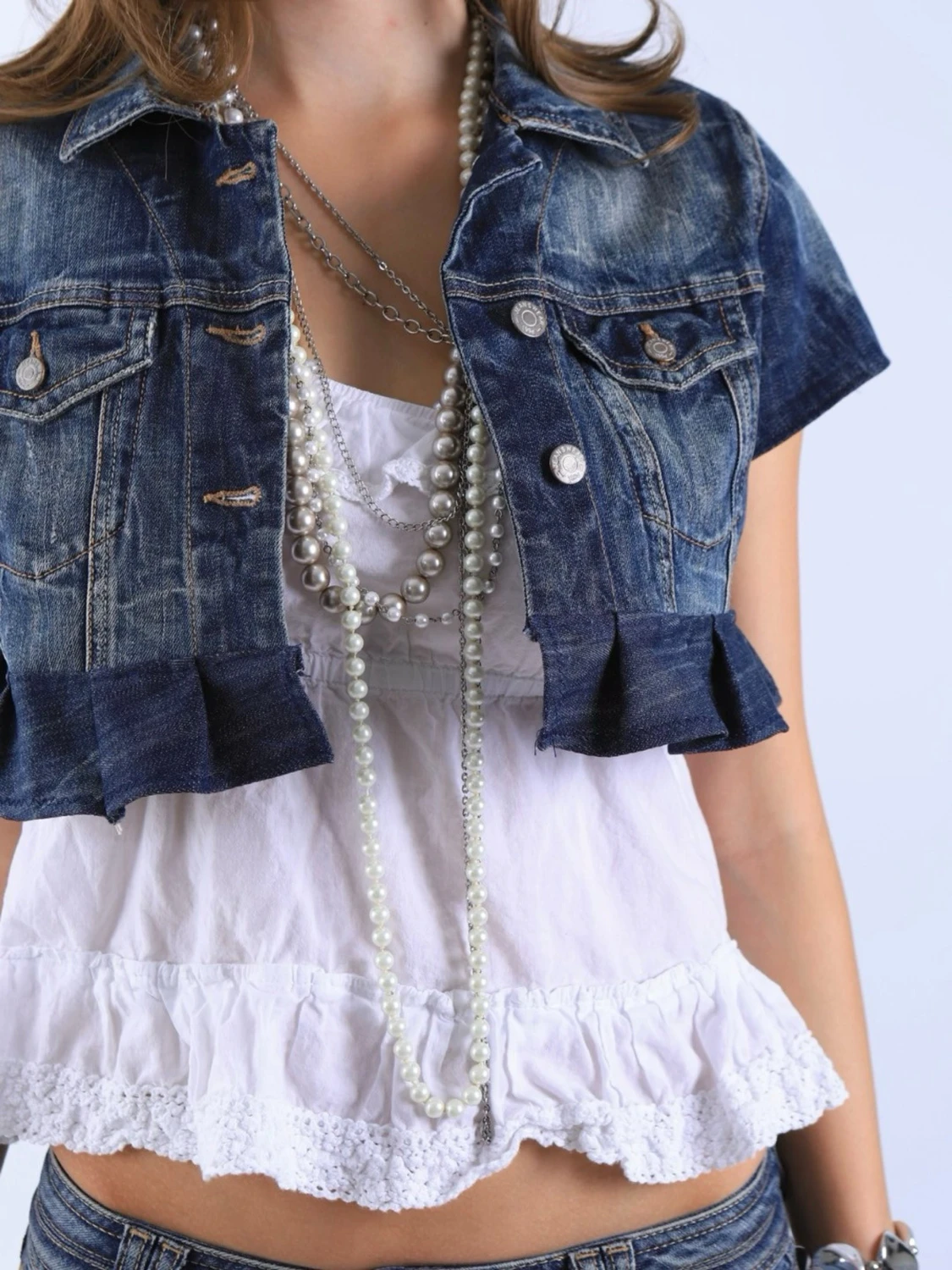 Jeans bolero med volanger - 4