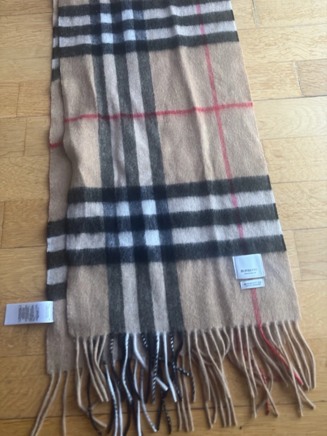 Beige rutig Burberry halsduk kashmir - 1