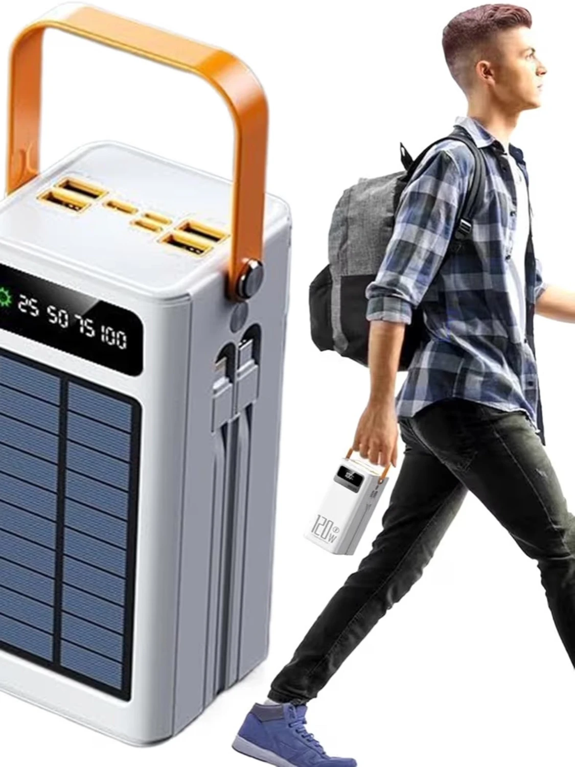 Vit powerbank med solpanel 120W - 2