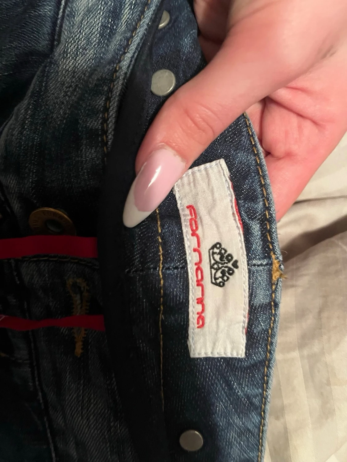 Mörkblå bootcut jeans med låg midja - 4