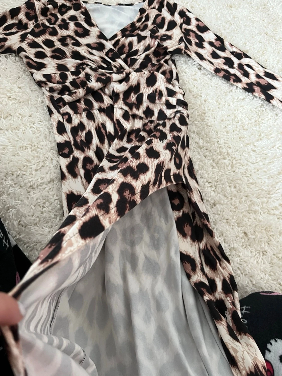 Leopardmönstrad långklänning med slits - 1