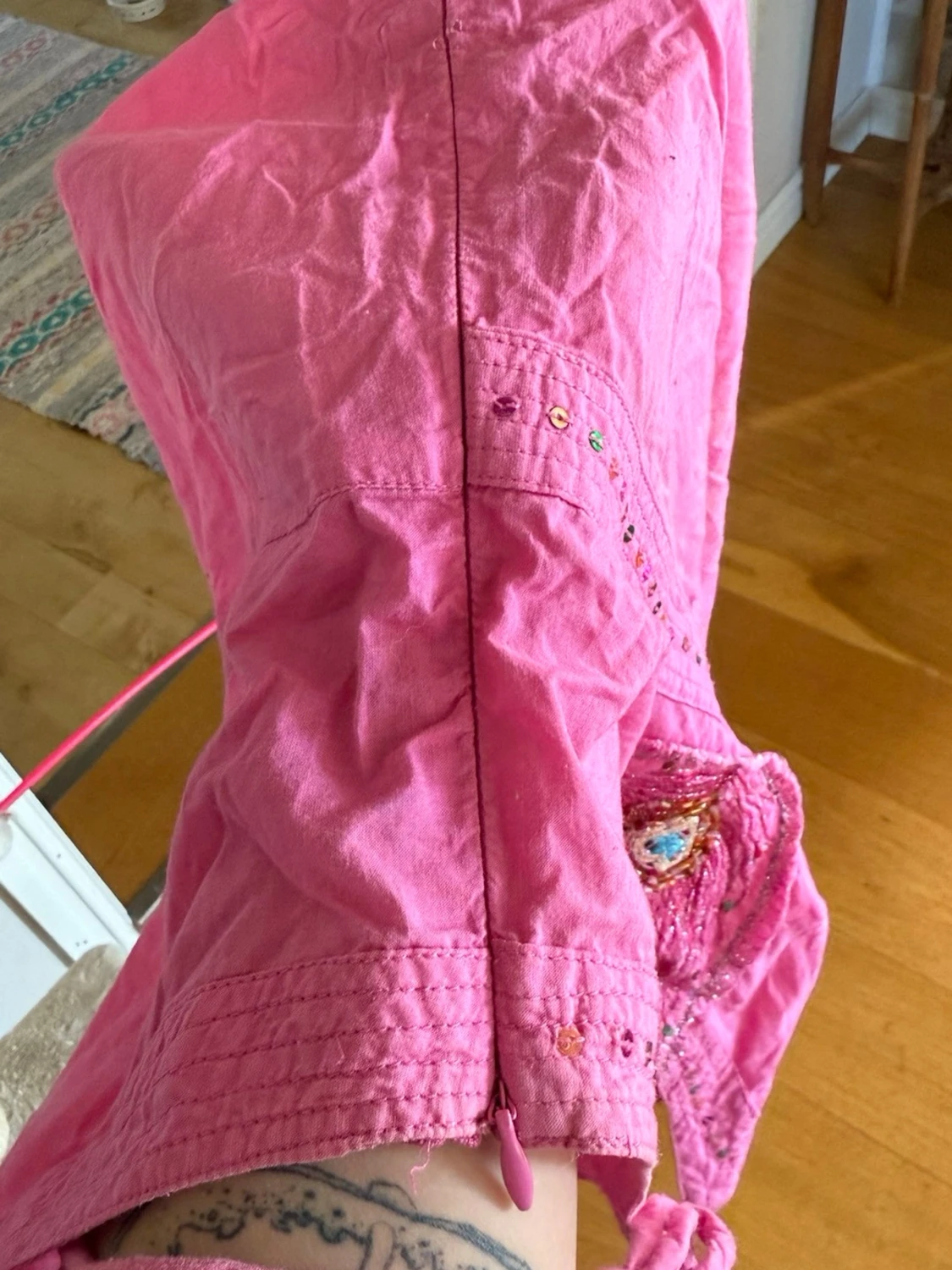 Rosa linnetopp från Joelle med pärlor - 3