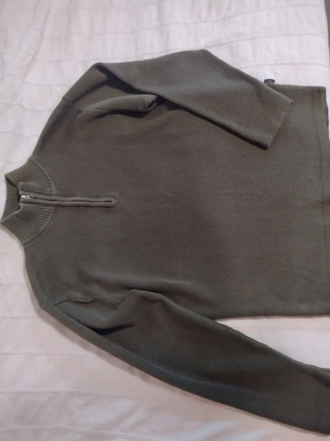 Grön/militär grön stickad tröja i 100% bomull - storlek L - 3