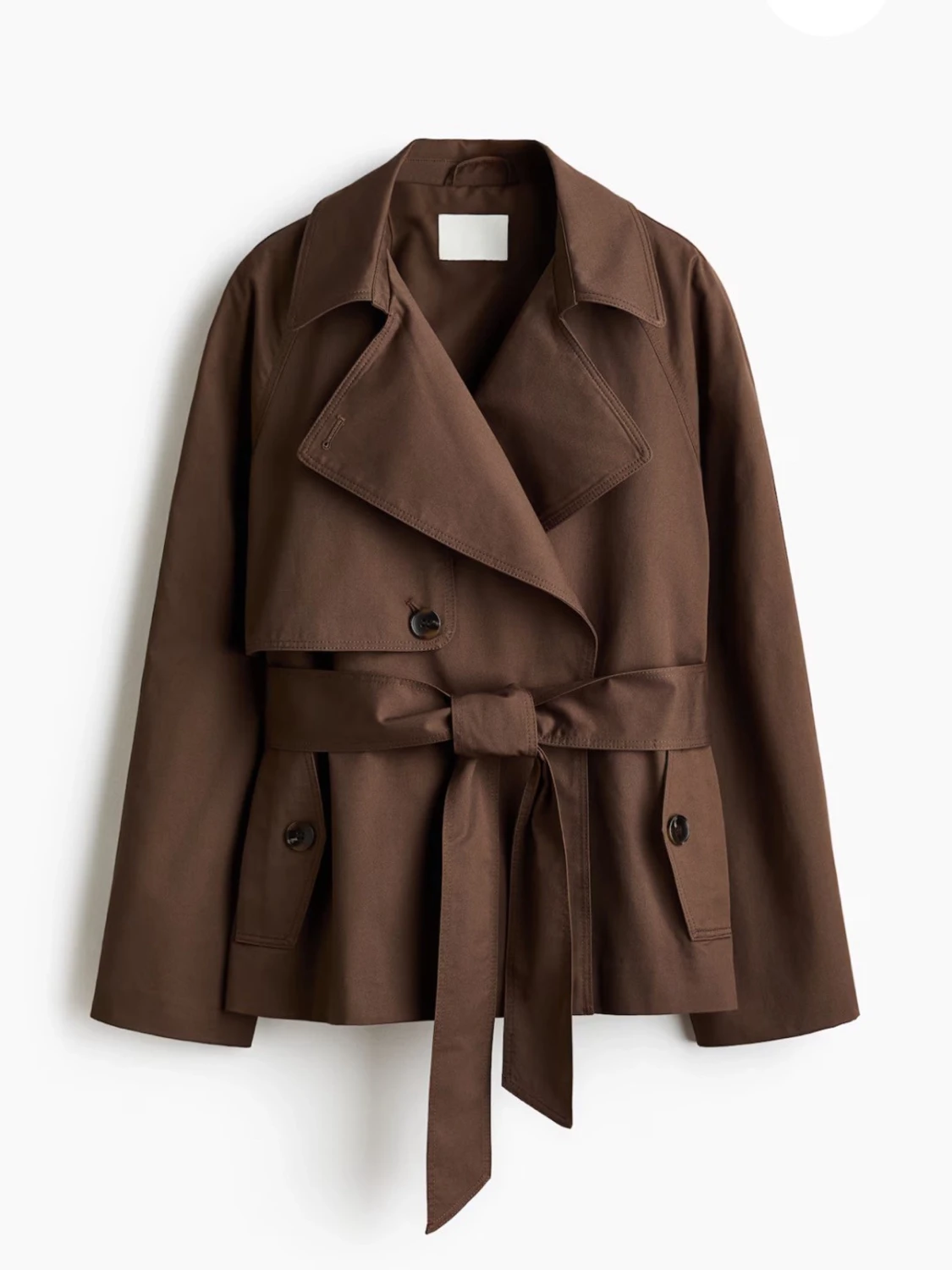 Kort brun trenchcoat med bälte - 3
