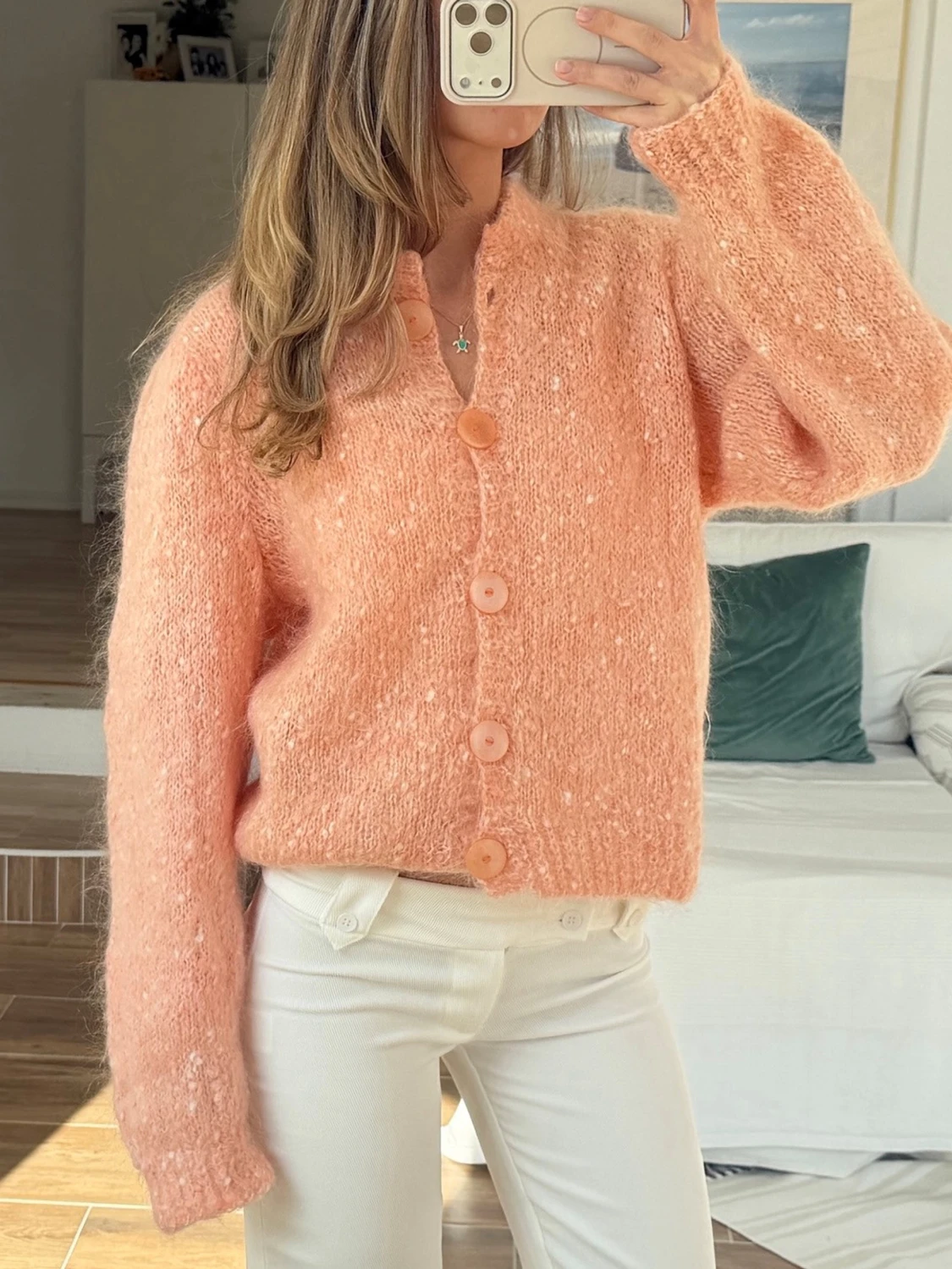 Korall stickad kofta 